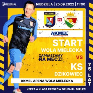W niedzielę przed południem podejmiemy na własnym boisku zespół z Dzikowca (9 miejsce w tabeli).  Start Wola Mielecka 🆚 KS Dzikowiec  📆 25.09.2022 (niedziela)
🕓 11:00
🏟 Akmel Arena Wola Mielecka